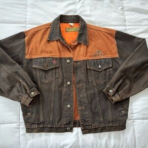 Vintage 90s Bugle Boy Two-Tone Brown and Orange Men's Jean Jacket